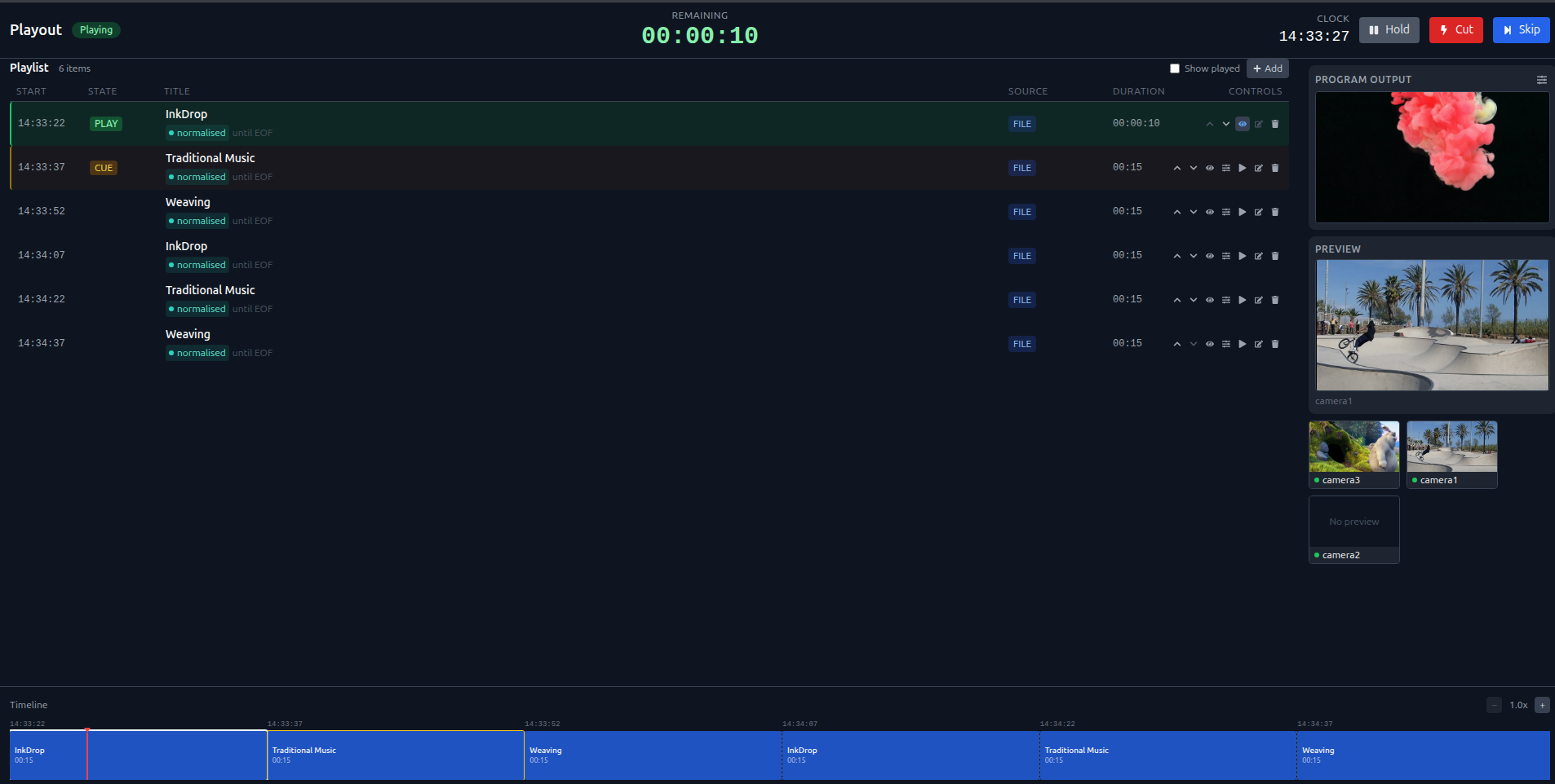 The Norsk Playout scheduling interface