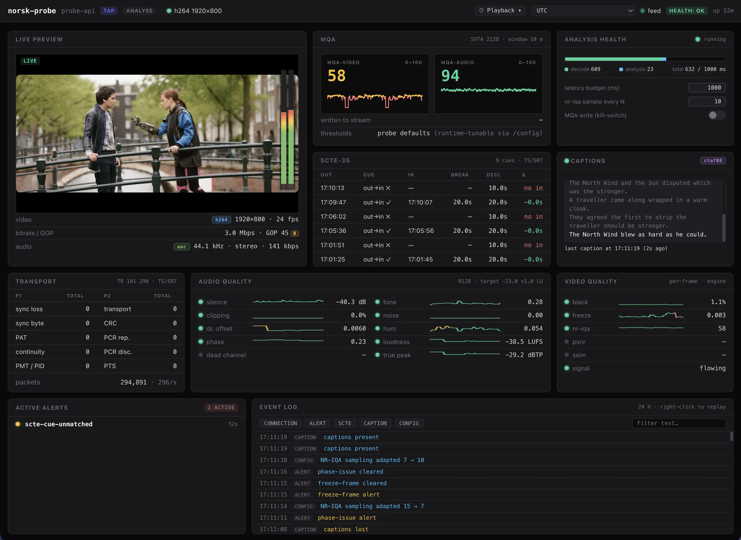 The Norsk Probe monitoring interface